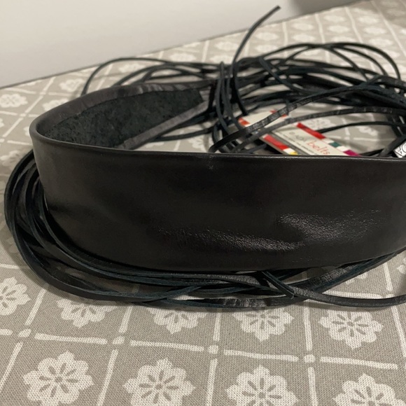 ADA Belt Riley Black Leather Boho Belt NWT - Picture 6 of 7